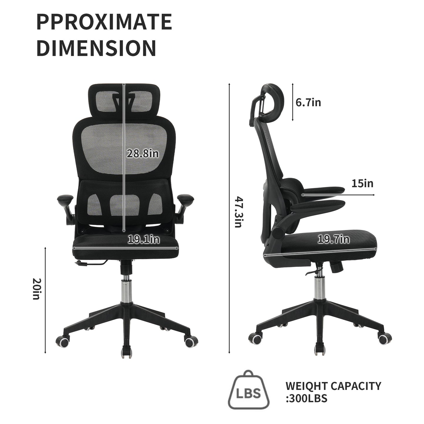High Back Ergonomic Swivel Rolling Office Chair With Tilt Function, 3D Headrest, Lumbar Support - Black Home Essentials