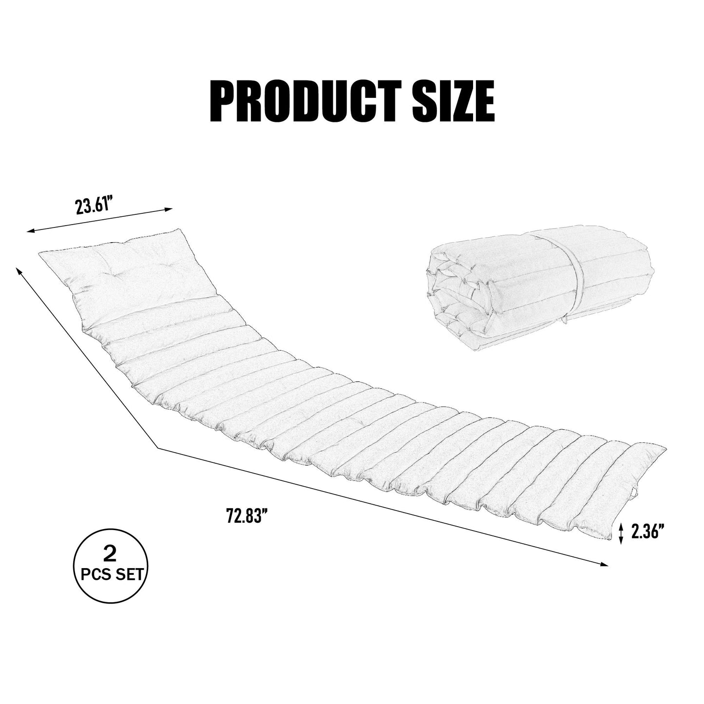 2 Piece Outdoor Chaise Lounge Chair Cushion Set Home Essentials