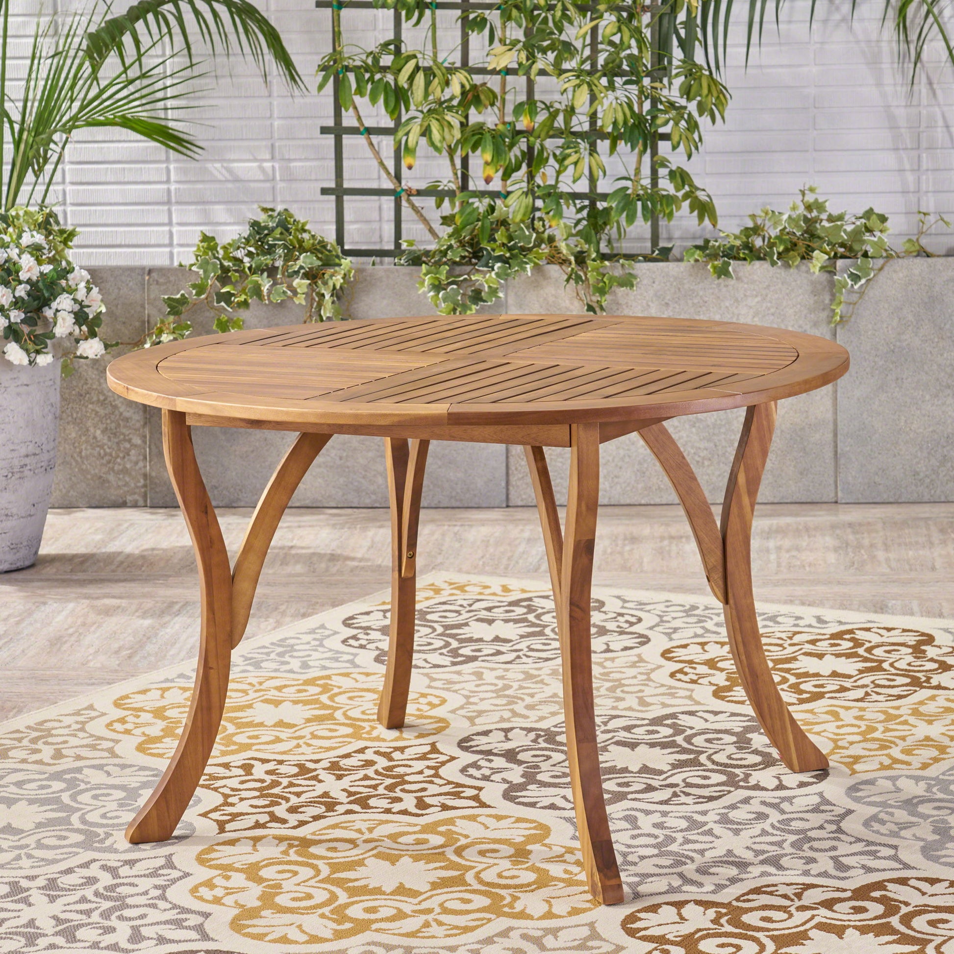 Hermosa - Outdoor Acacia Wood Table Circular Design Noble House