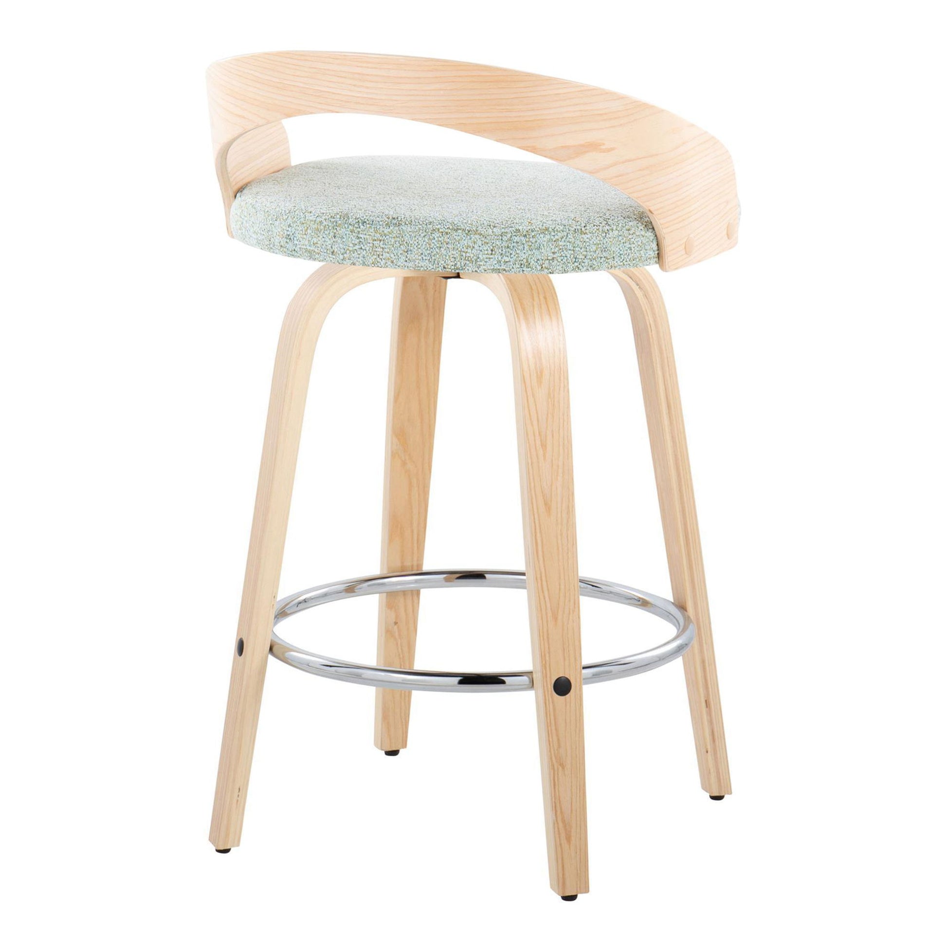 Grotto - Contemporary Fixed Height Counter Stool With Swivel With Round Footrest (Set of 2) Lumi Source