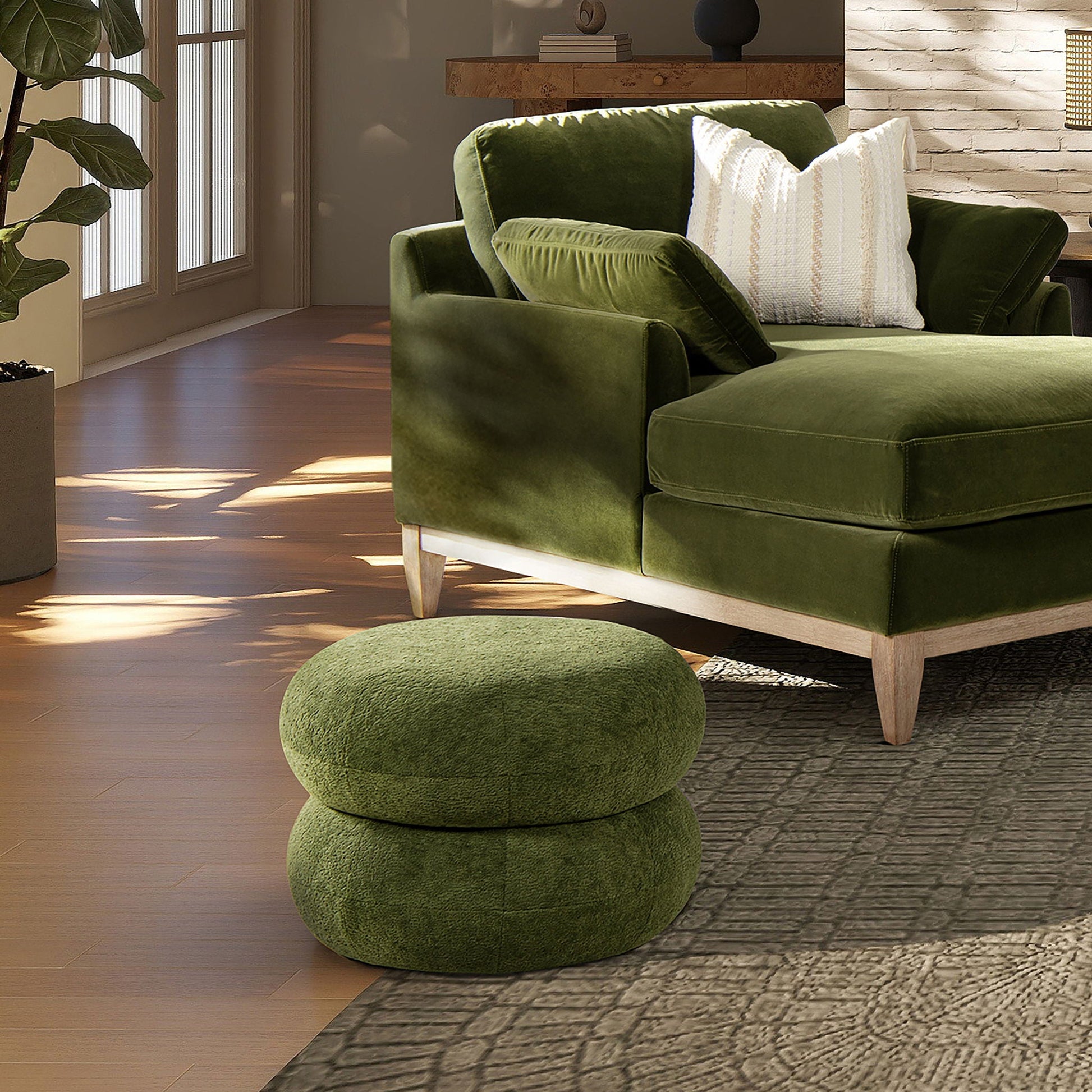Nest - Low Round Upholstered Ottoman Jennifer Taylor Home
