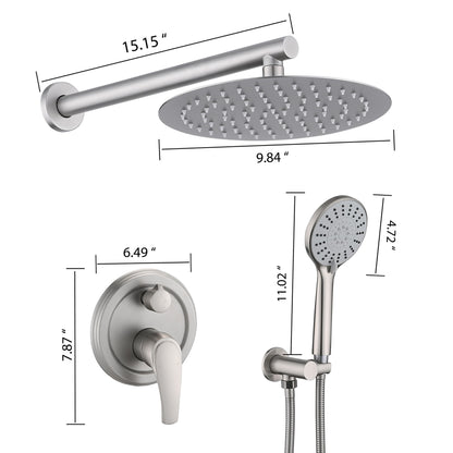 Wall Mounted Shower Set With High Pressure 10" Rain Shower Head And 5 Function Handheld Shower Head Daily Nest