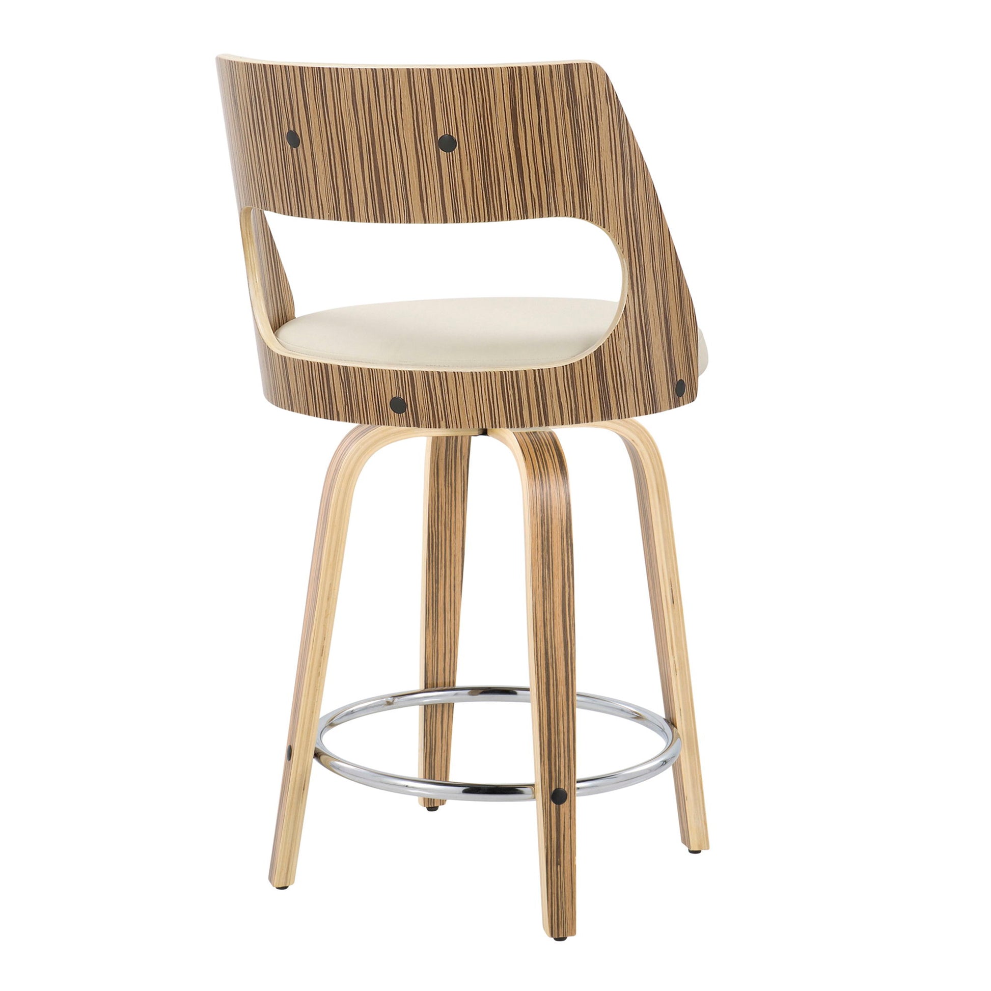 Cecina - Mid-Century Modern Fixed Height Counter Stool With Swivel With Round Footrest (Set of 2) - Zebra / Cream Lumi Source