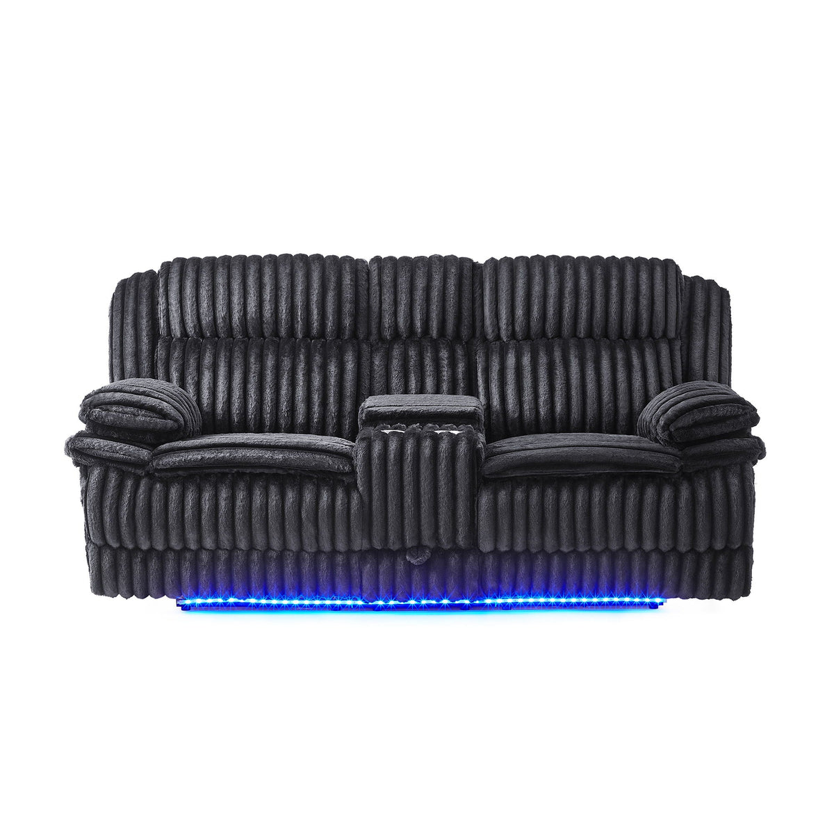 Winston - Power Console Recliner Loveseat With LED And Hidden Drawer - Black Global Furniture USA