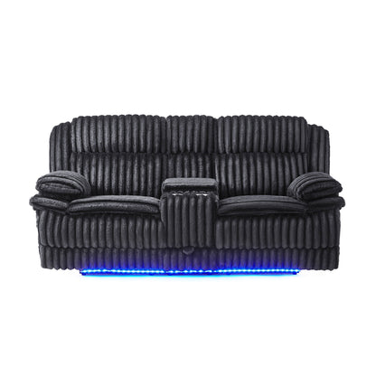 Winston - Power Console Recliner Loveseat With LED And Hidden Drawer - Black Global Furniture USA