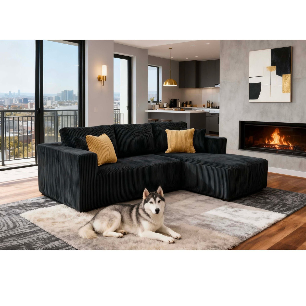 L - Shape Full Compressed Upholstered Sectional Home Essentials