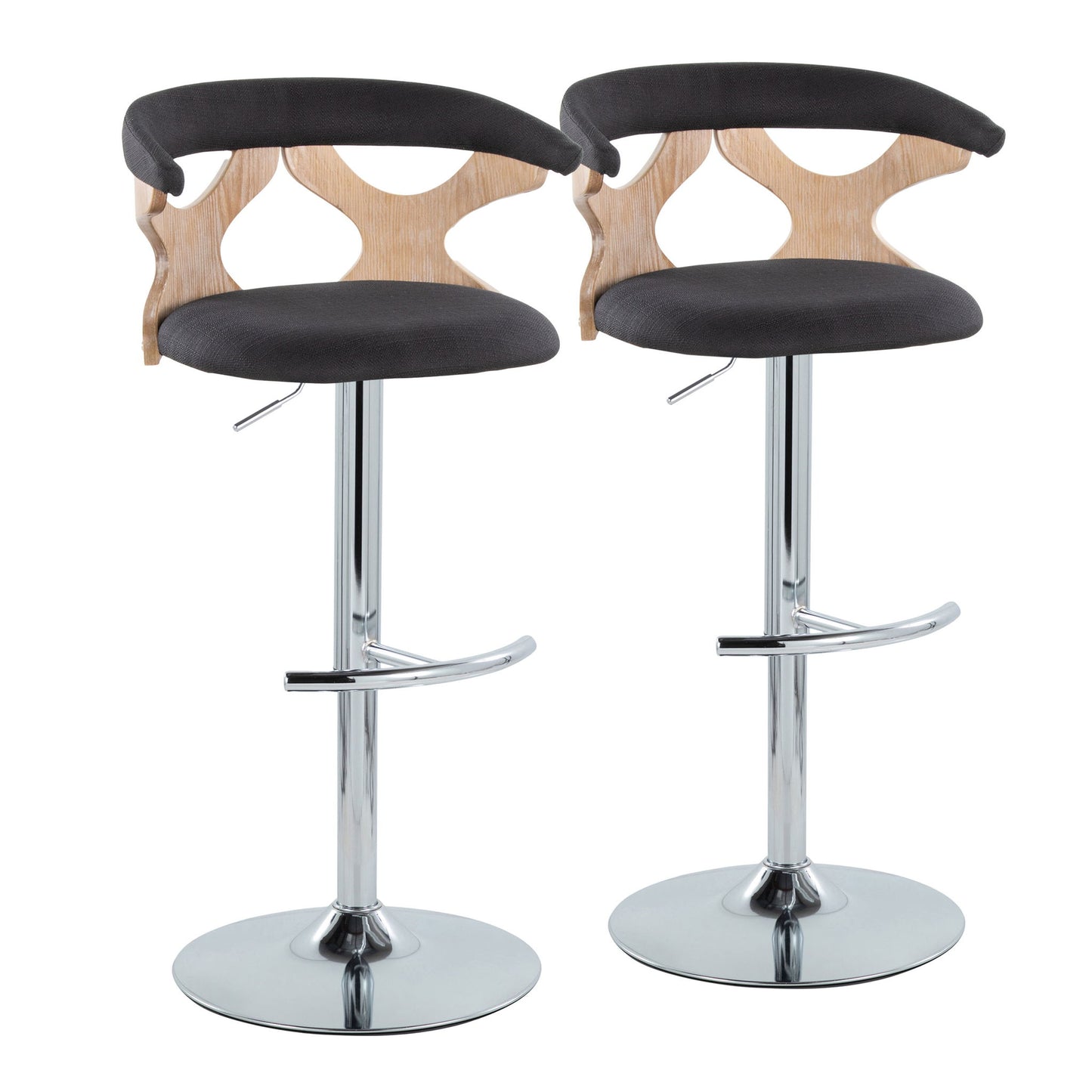 Gardenia - Contemporary Adjustable Barstool With Swivel / Rounded T Footrest (Set of 2) Lumi Source
