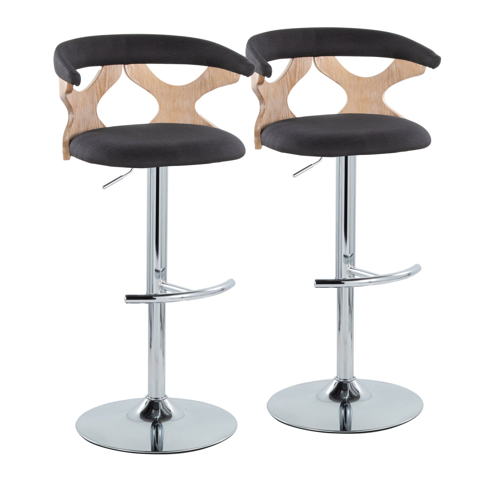 Gardenia - Contemporary Adjustable Barstool With Swivel / Rounded T Footrest (Set of 2) Lumi Source