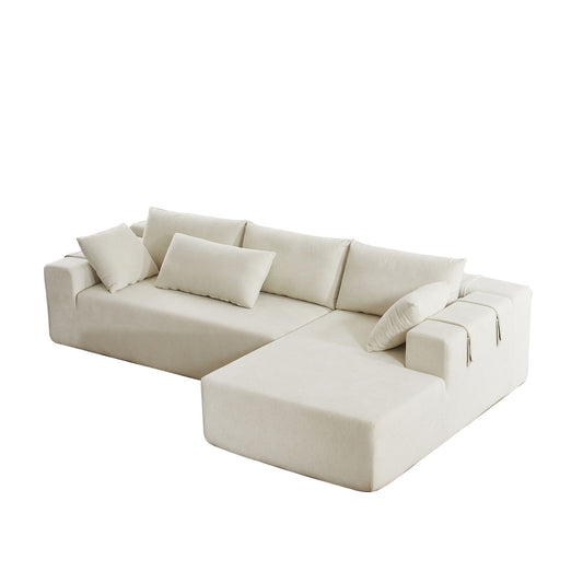 Modern Chenille Upholstered Sectional Sofa Couch Set With 6 Pillows,Free Combination Home Essentials