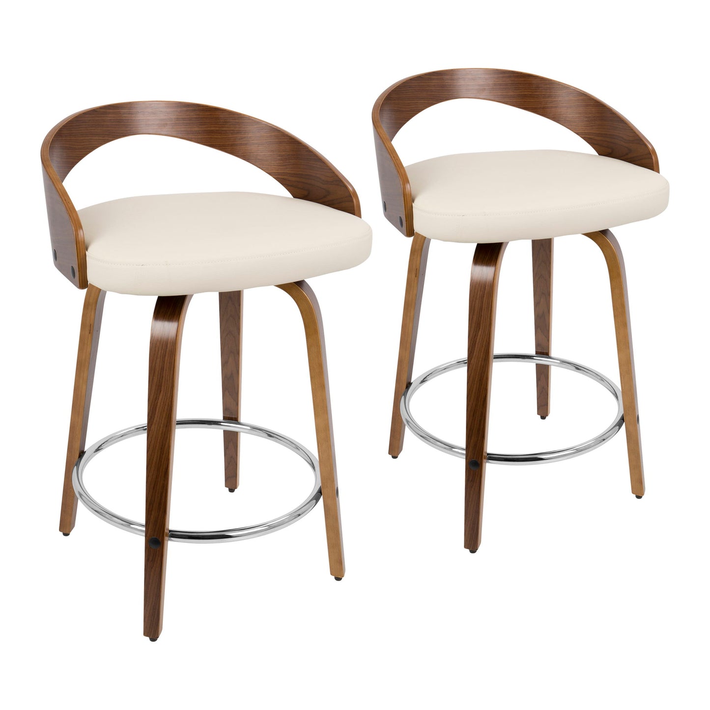 Grotto - Mid-Century Modern, Counter Stool With Swivel (Set of 2) Lumi Source
