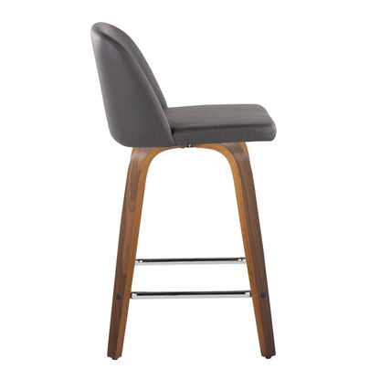 Toriano - Mid Century Modern Fixed Height Counter Stool With Swivel And Square Footrest (Set of 2) Lumi Source