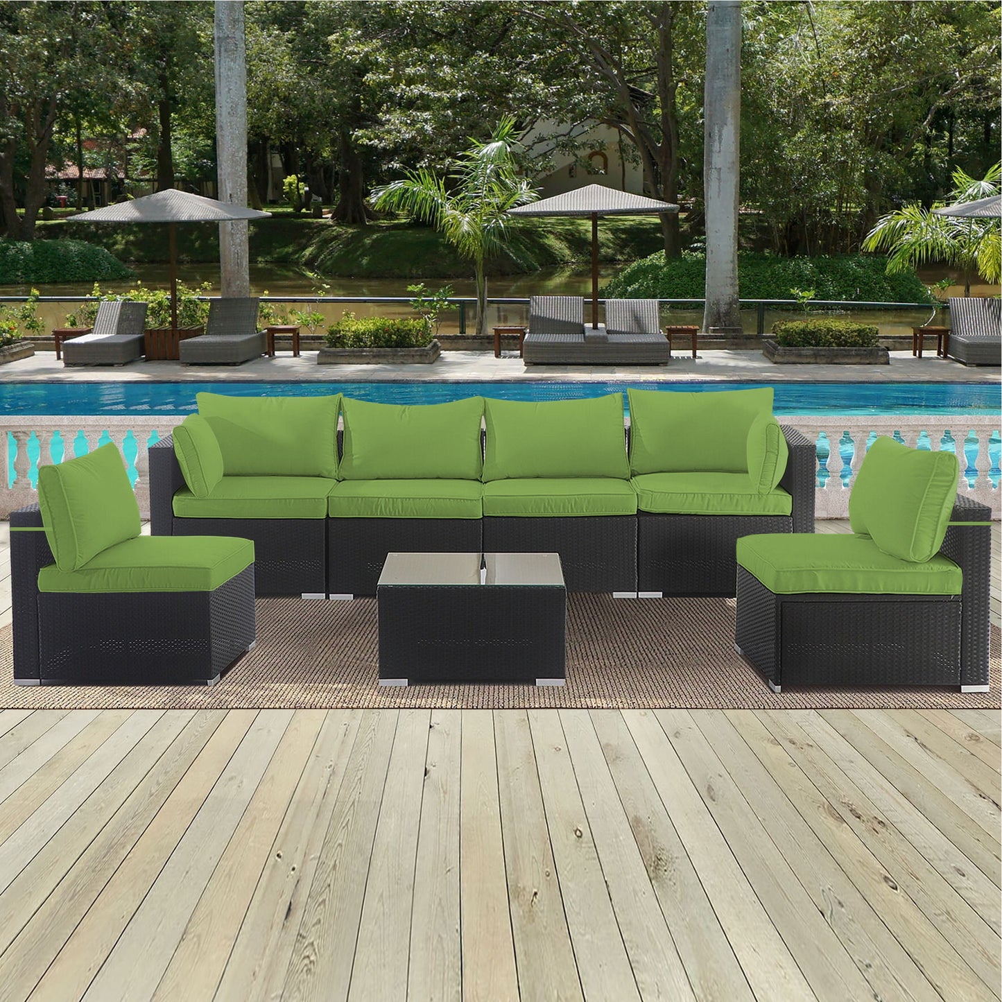 Cushion Covers For 7 Piece Wicker Sectional Sofa, 14 Pack Seat And Back Slipcovers With Zipper Home Essentials