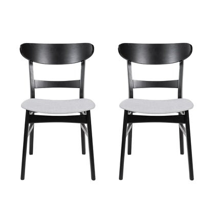 Mid Century Dining Chairs With Cushioned Seats And Wood Frame (Set of 2) Noble House