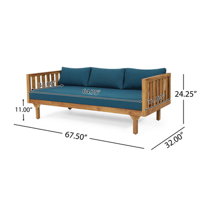 Claremont - 3 Seater Daybed Teak Acacia Wood Water Resistant Cushions Noble House