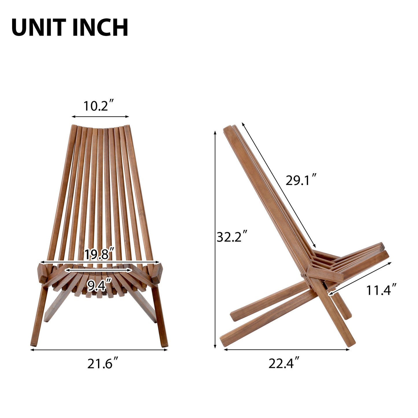 Folding Wood Chair, Portable Solid Wood Seating For Indoor Or Outdoor Use - Natural Home Essentials