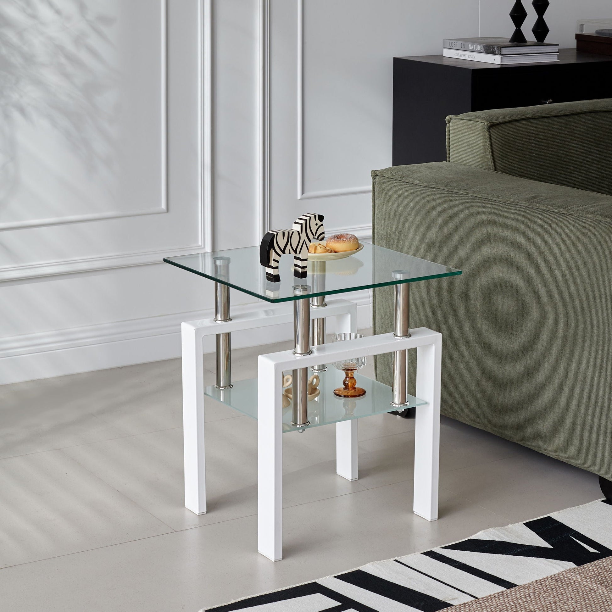 Tempered Glass Table With Storage Home Essentials