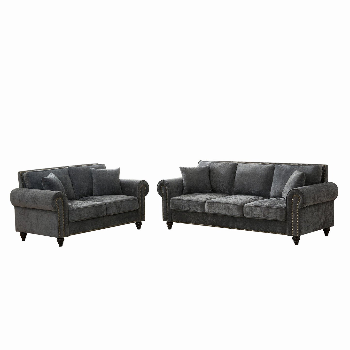 Modern 3 And 2 Seater Sofa With Rolled Arms, Tufted Upholstered Couch Home Essentials