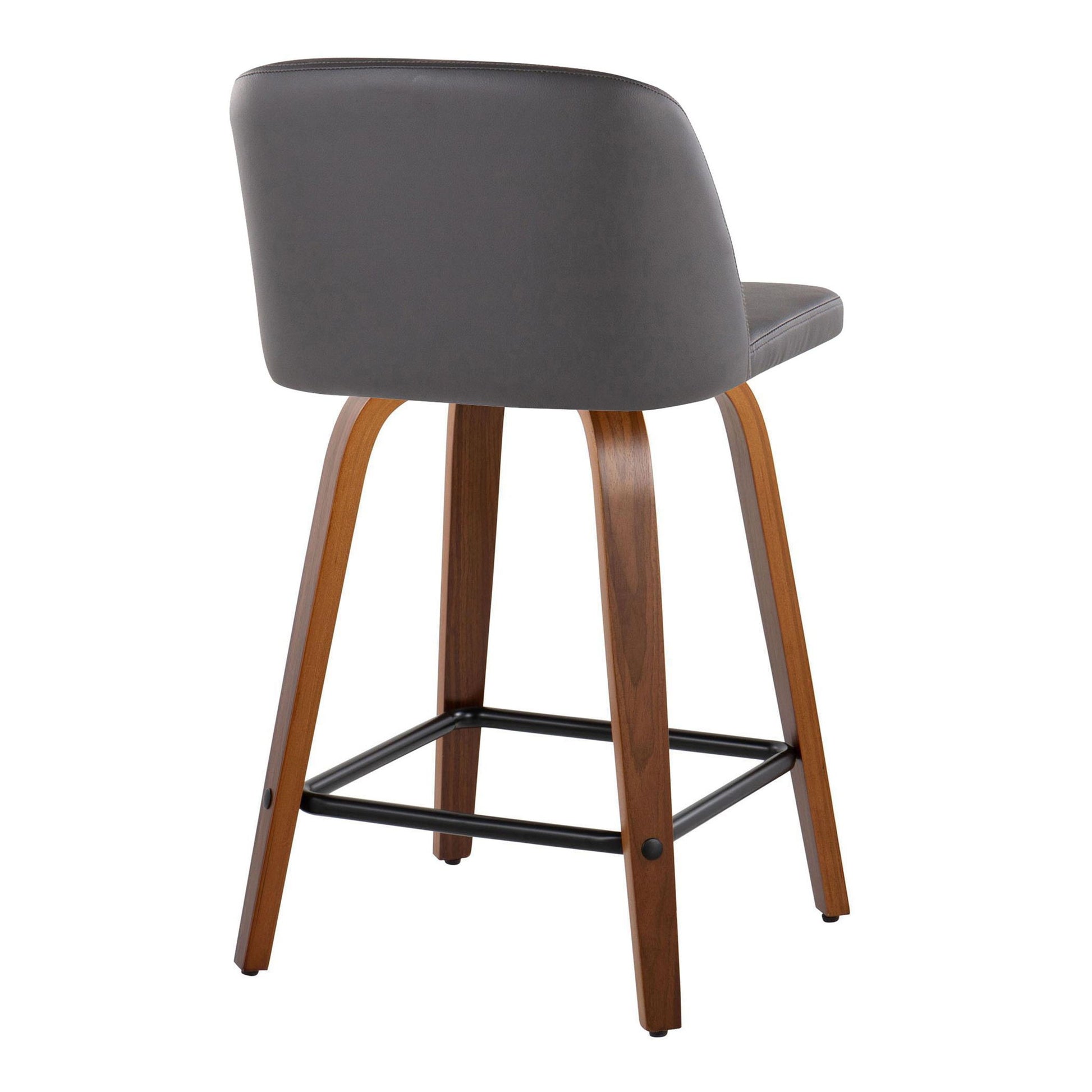 Toriano - Contemporary Fixed Height Counter Stool With Swivel & Square Footrest (Set of 2) - Walnut / Gray Lumi Source