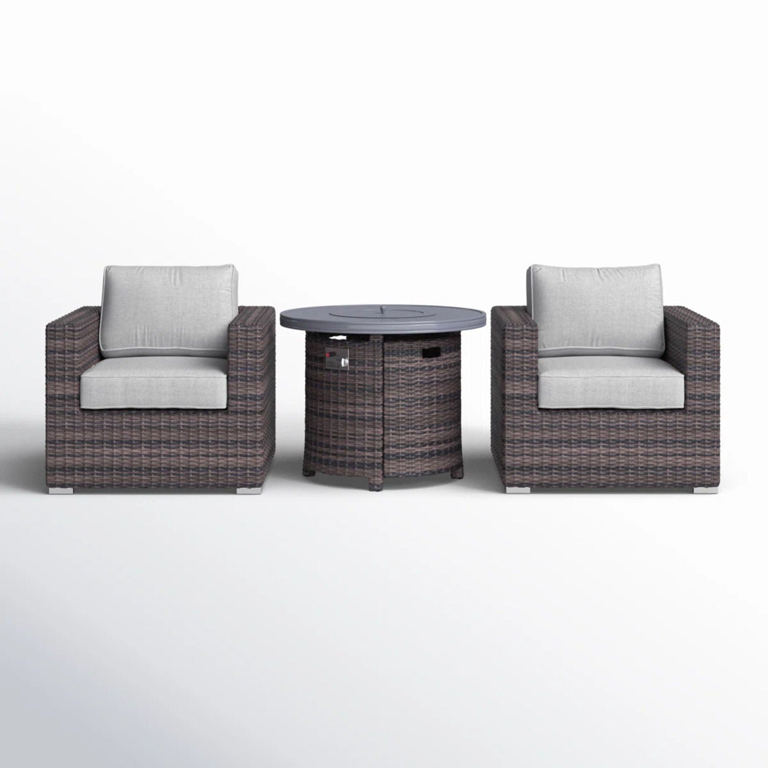 Rattan Patio Set With Comfortable Cushions And Fire Pit LSI Patio Furniture