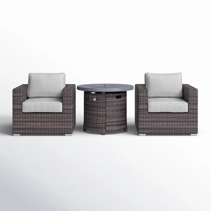 Rattan Patio Set With Comfortable Cushions And Fire Pit LSI Patio Furniture