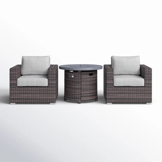 Rattan Patio Set With Comfortable Cushions And Fire Pit LSI Patio Furniture