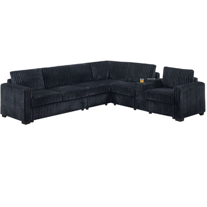 Modern Style L-Shape Sectional Set, USB Ports, Cup Holder Home Essentials