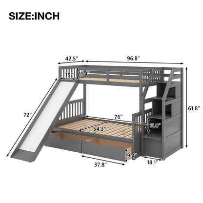 Bunk Bed With Storage Staircase, Slide, Desk, Drawers, And Shelves Hearth and Haven