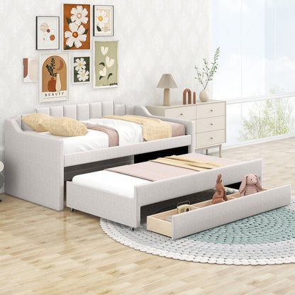 Upholstered Simple Design Daybed With Trundle And 3 Drawers Hearth and Haven