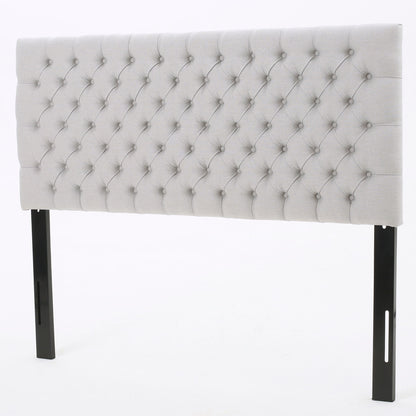 Queen Size Headboard With Button Tufting - Light Gray Noble House