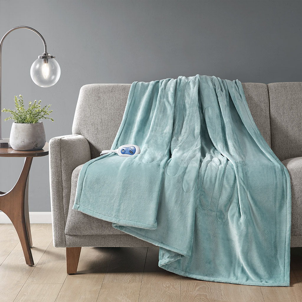 Heated Plush - Throw - Aqua