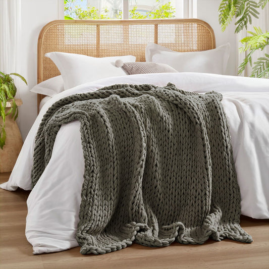Chunky Double Knit Handmade Throw - Charcoal Madison Park