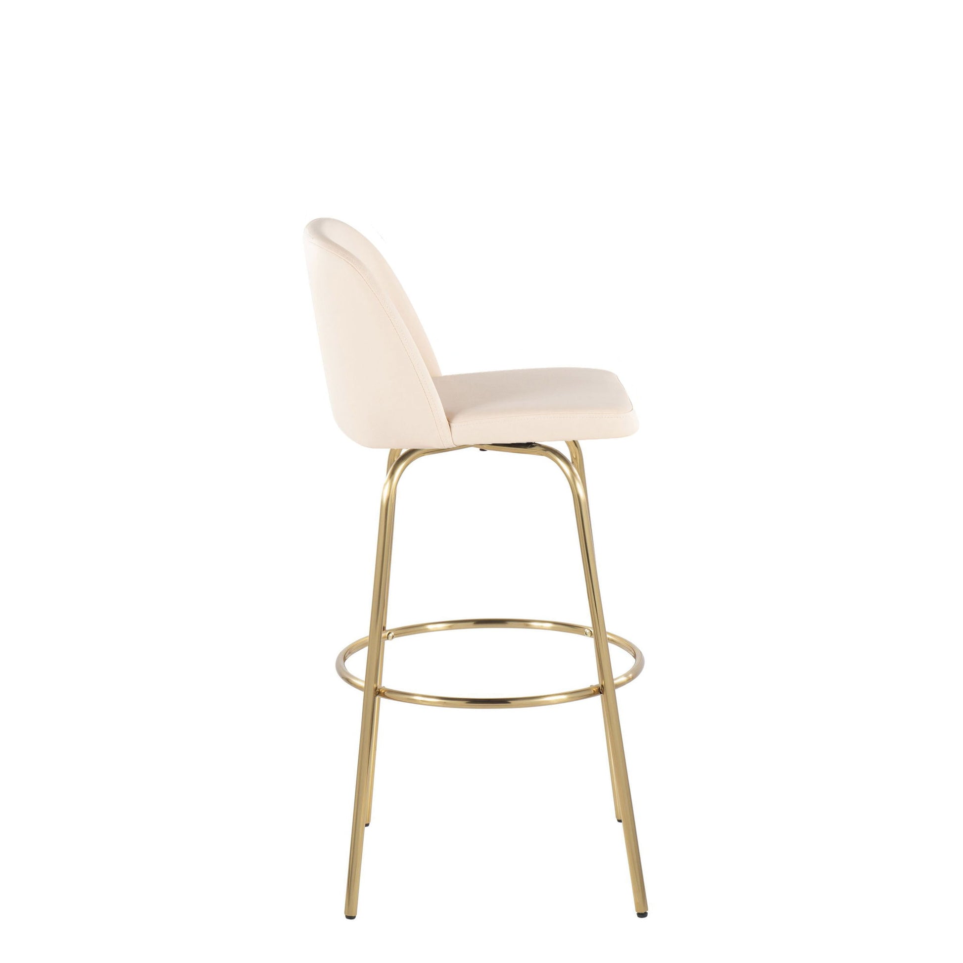 Toriano - Contemporary Fixed Height Barstool With Swivel And Round Footrest (Set of 2) Lumi Source