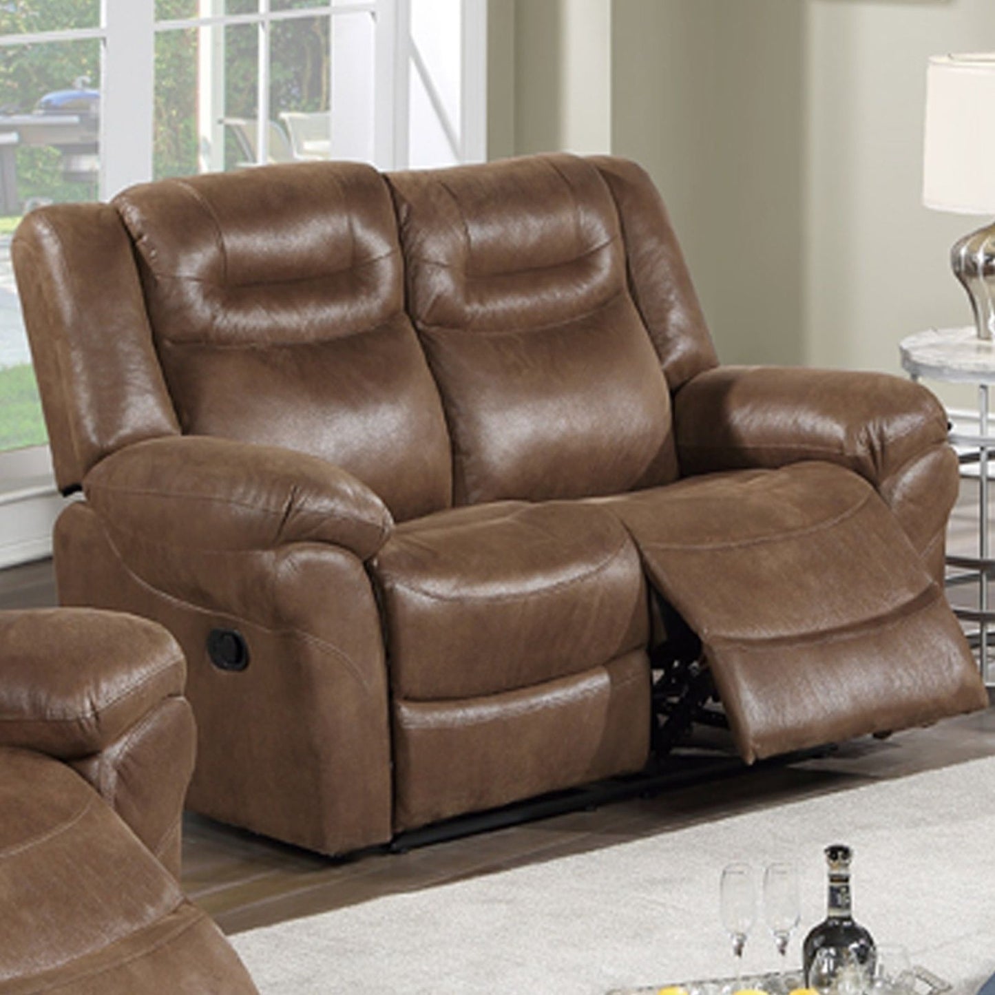 1 Piece Power Reclining Loveseat With USB Port, Fully Upholstered Pillow Arms And Headrest - Brown Home Essentials