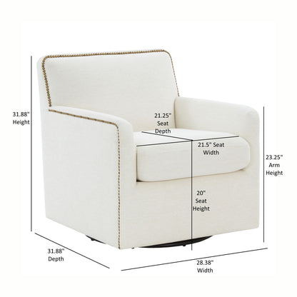 Tolland - Swivel Accent Chair With Antique Brass Nailhead Trim - Cream Ridgecrest Home
