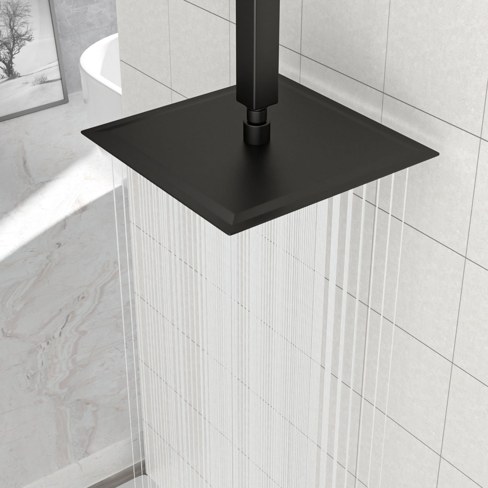 Modern 10" Square Rainfall Shower Head & Stainless Steel Wall Or Ceiling Mount Luxury Spa Shower Panel Daily Nest