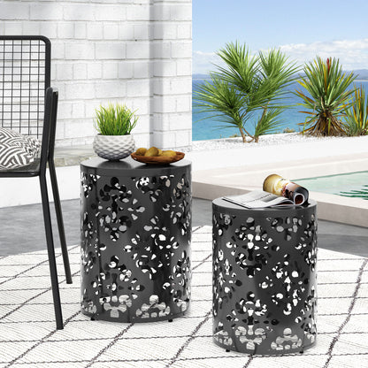 Outdoor Metal Modern Design End Table Noble House