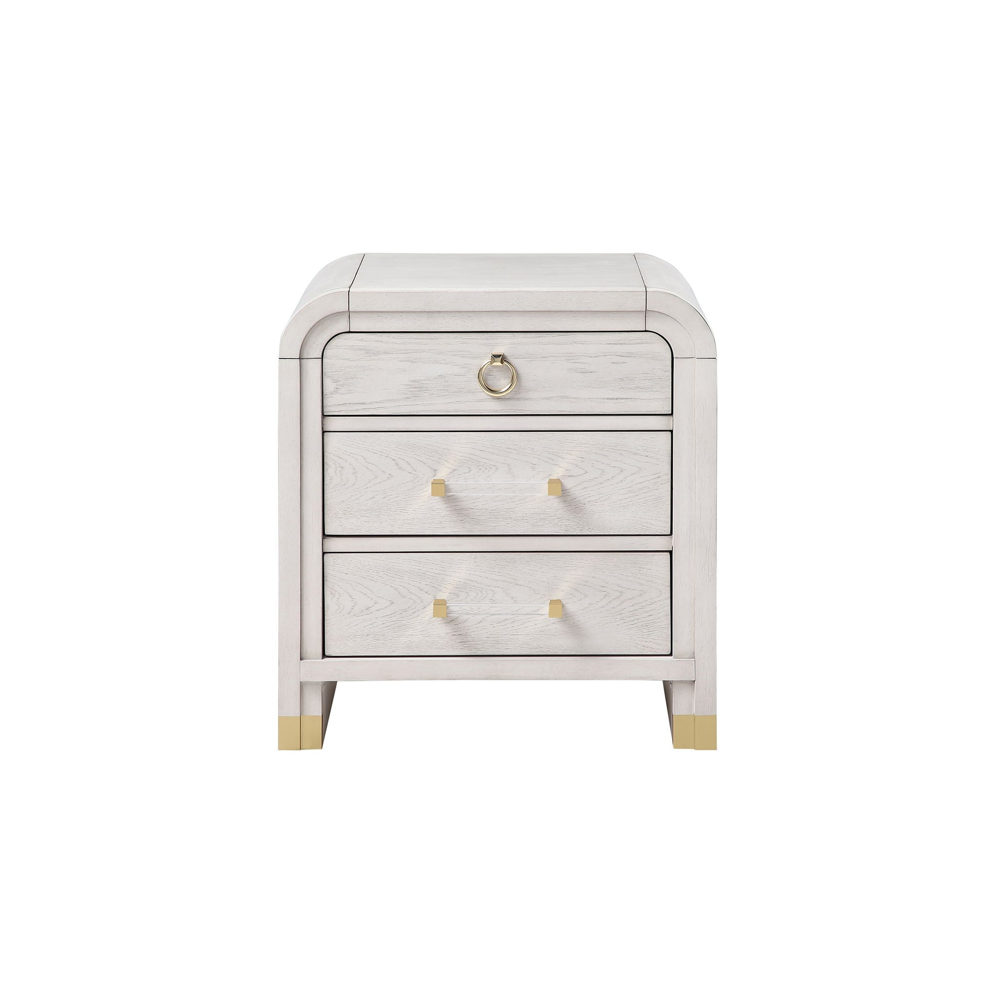Malco - Nightstand With Spacious Drawer And Gold Metal Fluted Detailing - Black White Global Furniture USA