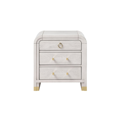 Malco - Nightstand With Spacious Drawer And Gold Metal Fluted Detailing - Black White Global Furniture USA
