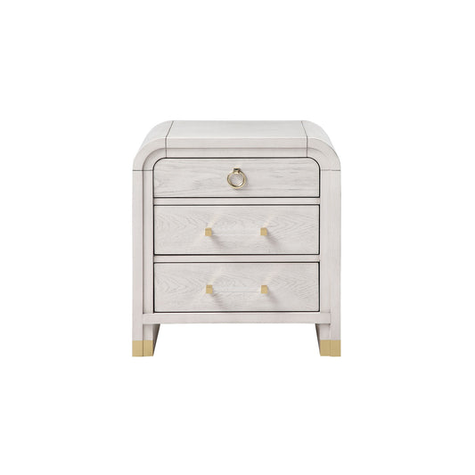 Malco - Nightstand With Spacious Drawer And Gold Metal Fluted Detailing - Black White Global Furniture USA