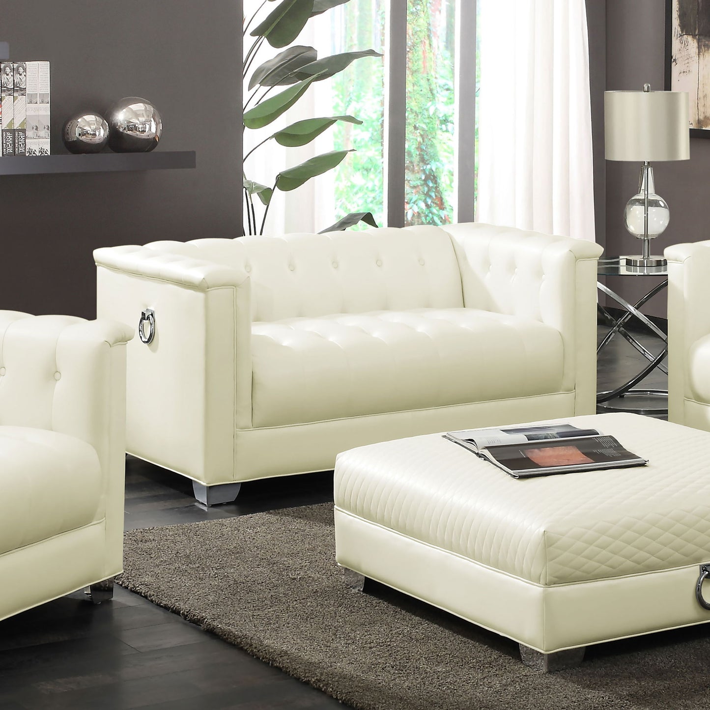 Earline - Upholstered Track Arm Loveseat - White Furniture Max
