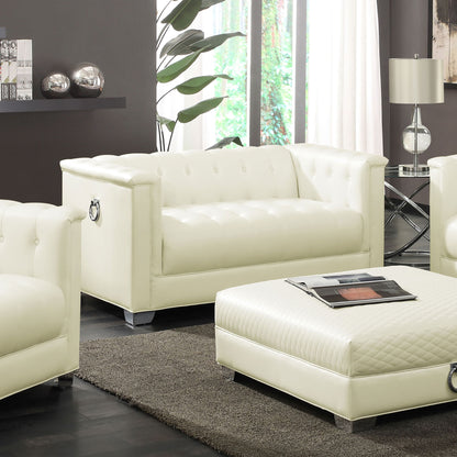 Earline - Upholstered Track Arm Loveseat - White Furniture Max