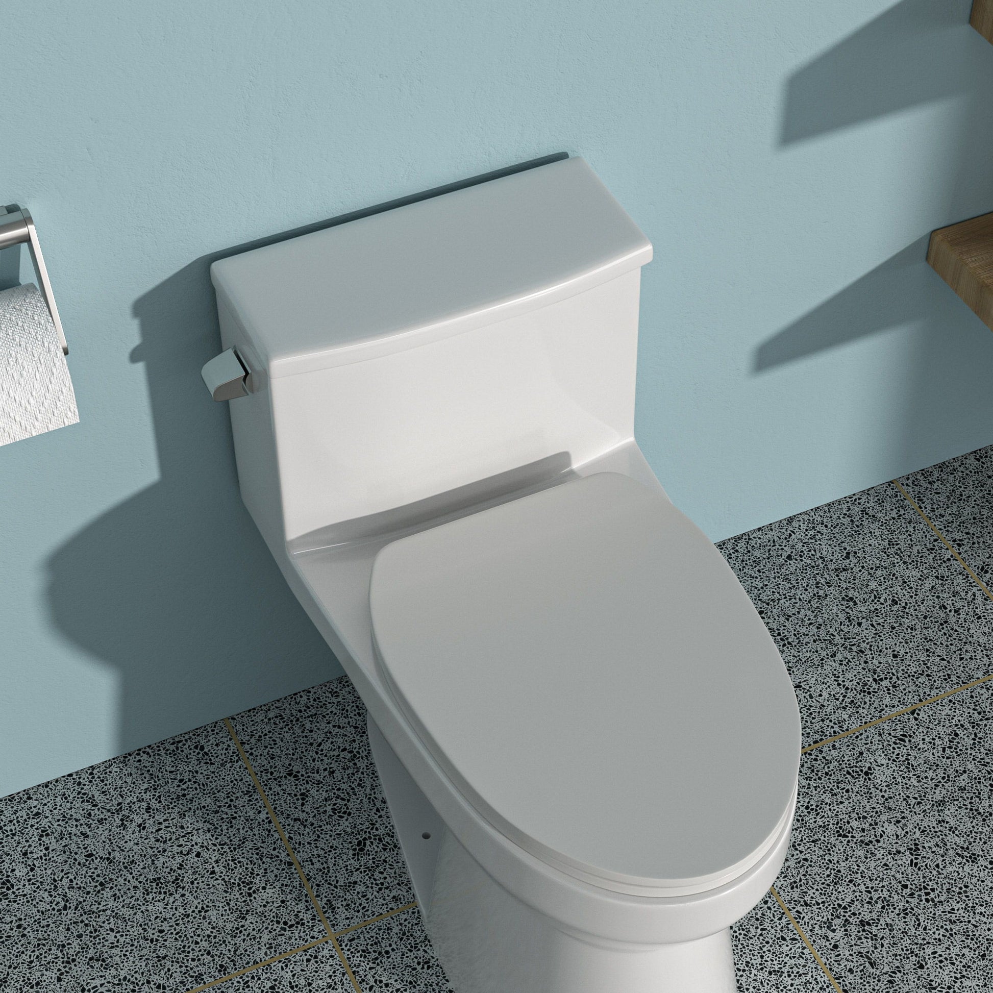 Sleek 1 Piece Toilet With Single Flush And Soft Closing Seat - White Daily Nest