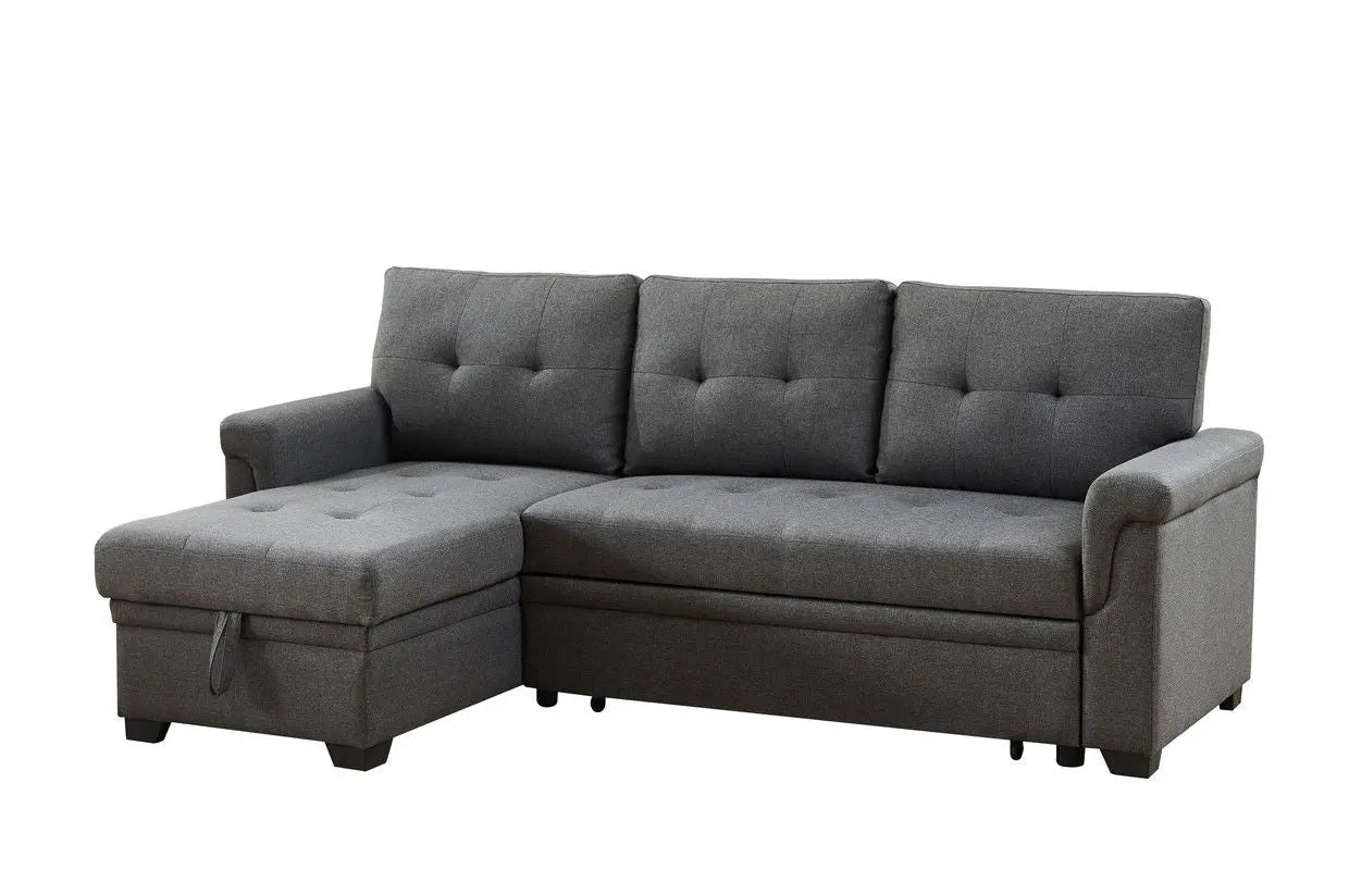 Hunter - Linen Reversible Sleeper Sectional Sofa With Storage Chaise Lilola Home
