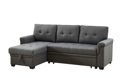 Hunter - Linen Reversible Sleeper Sectional Sofa With Storage Chaise Lilola Home