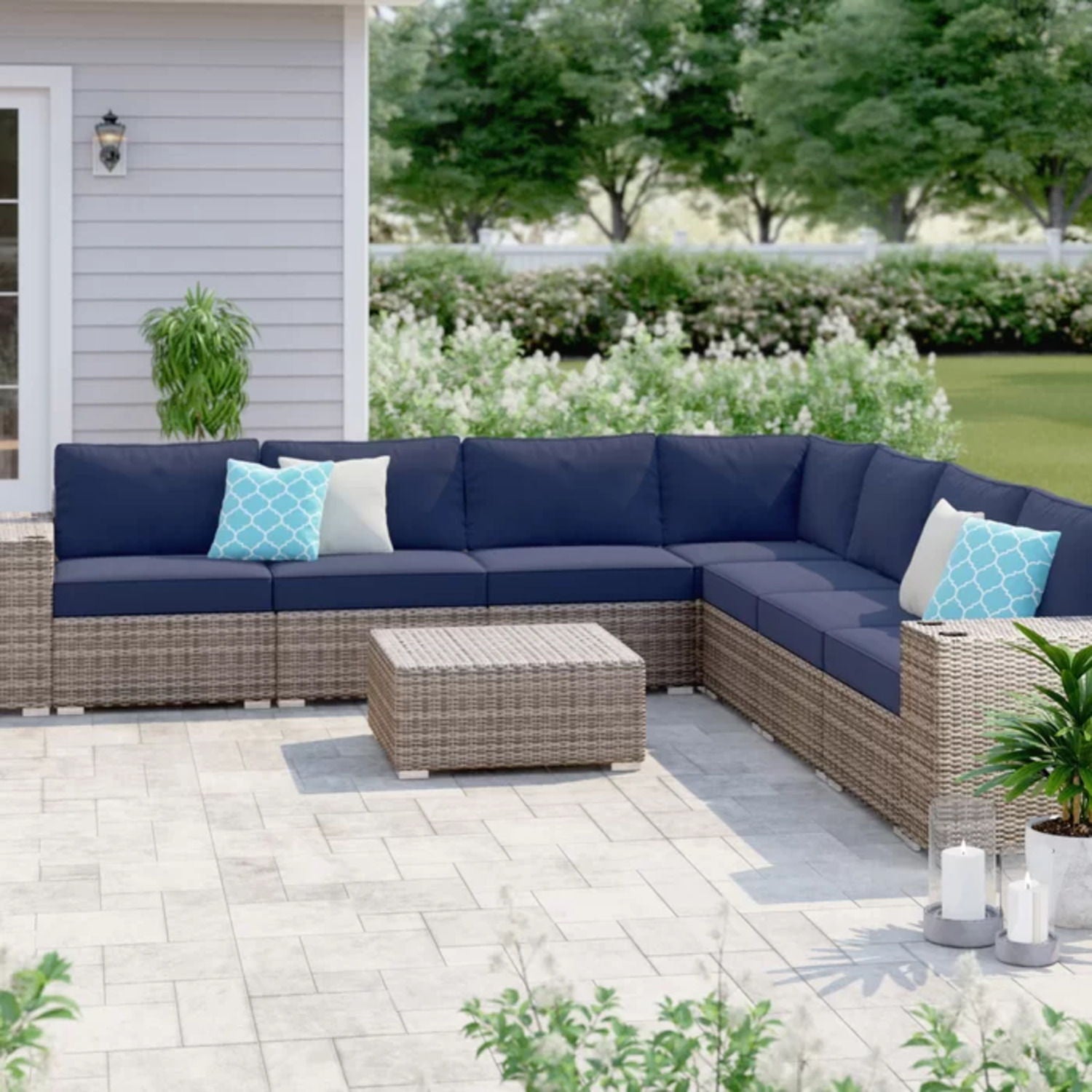 Stylish Rattan Wicker Person Seating Group With Premium Sunbrella Cushions Perfect For Outdoor Entertaining LSI Patio Furniture