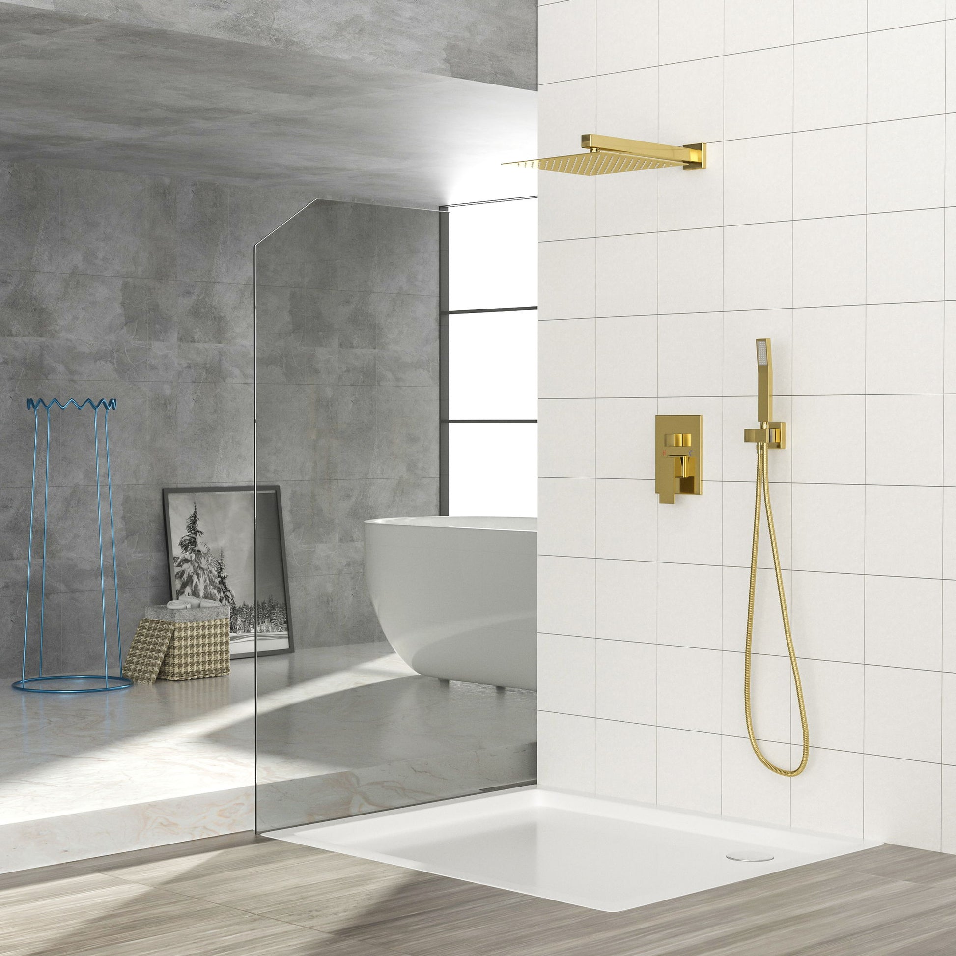 Dual Shower Head System With 12" Square Rain Shower And Rough In Valve Daily Nest