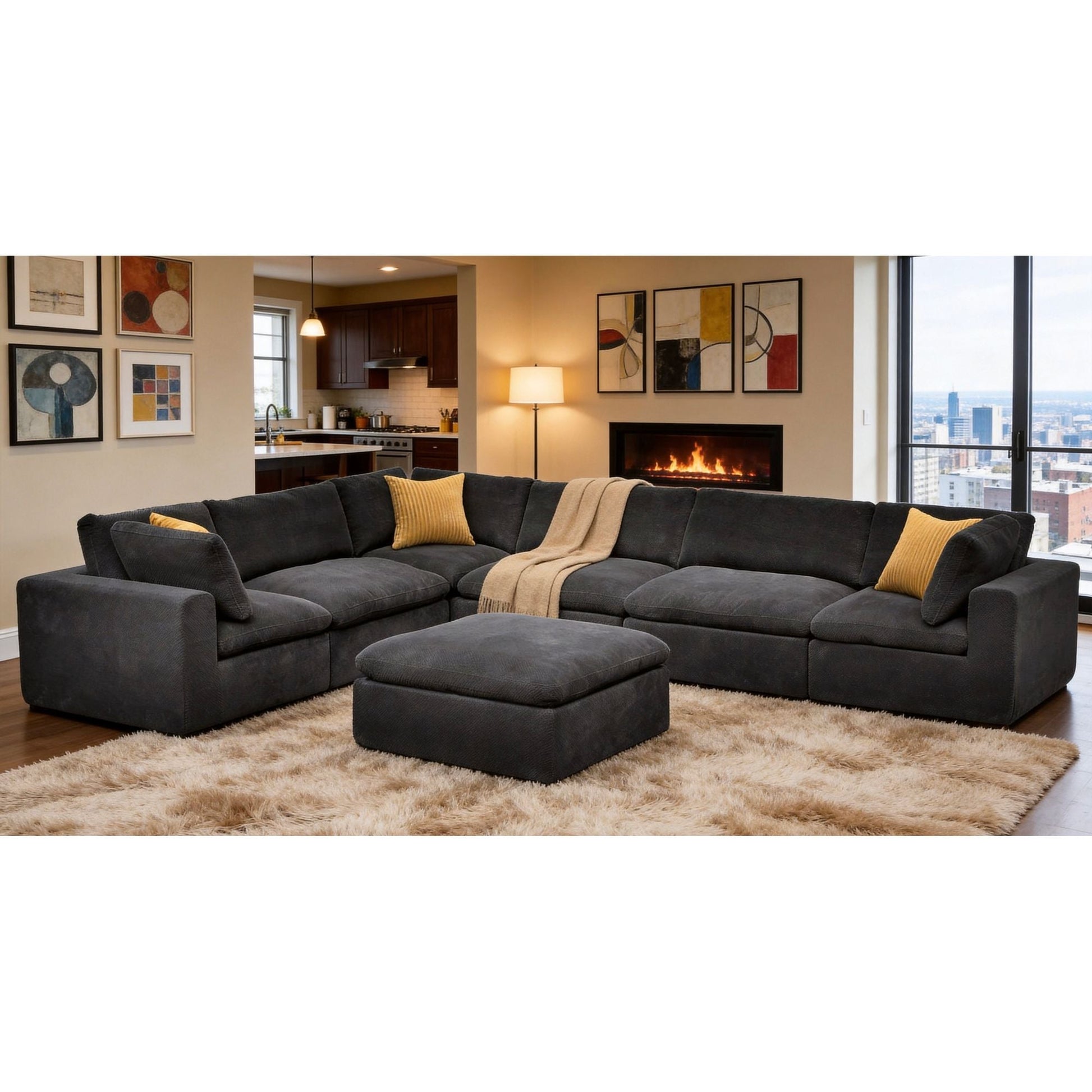 Custom Configuration Modular Sectional With Toss Pillows Home Essentials