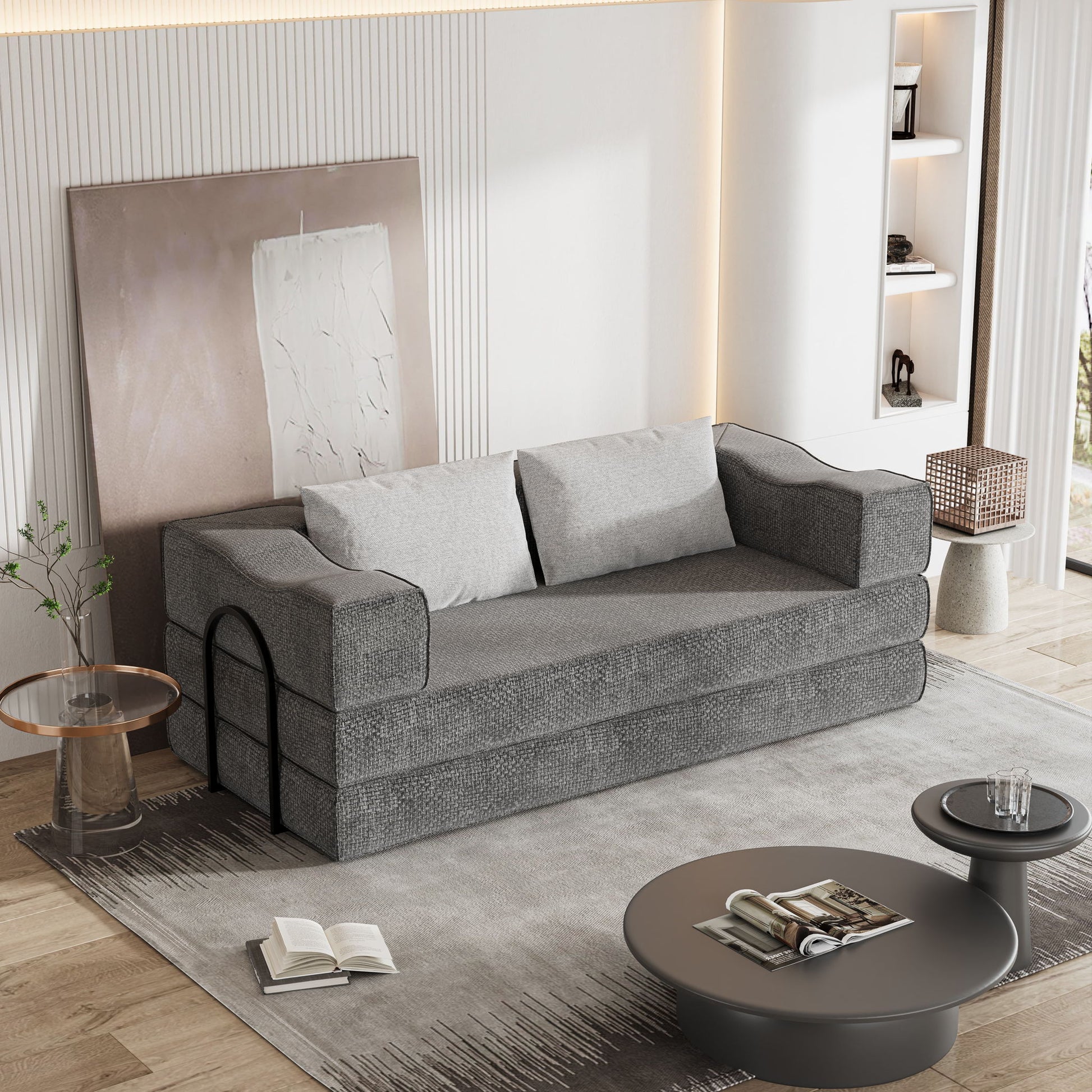 3 Seat Folding Floor Couch & King Size Bed Mattress Home Essentials