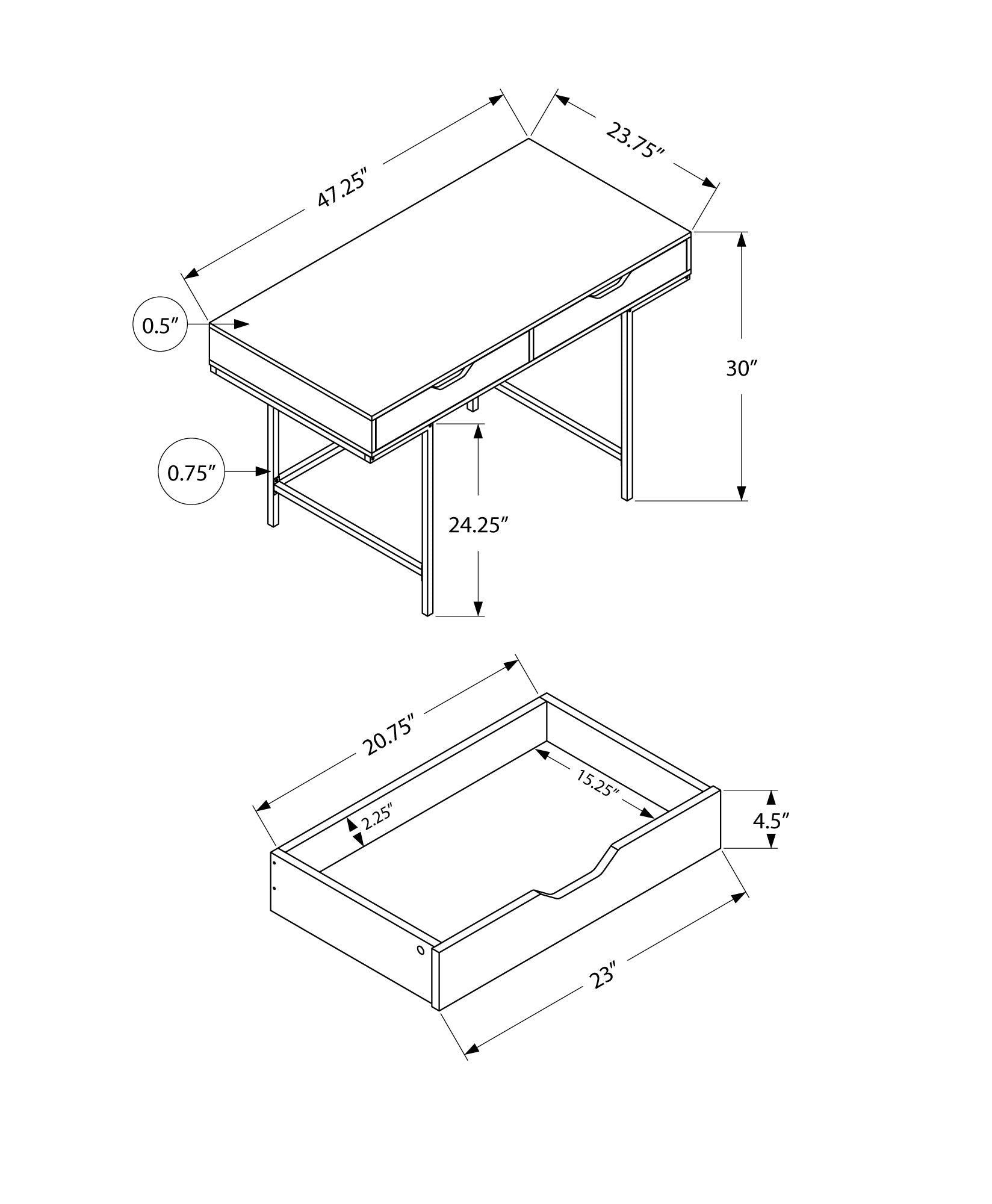 Computer Desk For Home Office, Laptop, Storage Drawers, Contemporary & Modern 8th Street