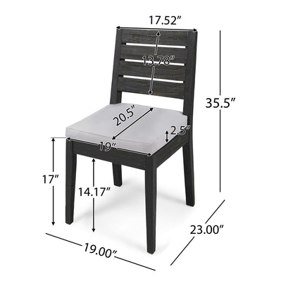 Patio Armless Dining Chair With Laid Back Slat Panel Design - Light Gray Noble House